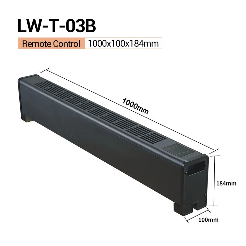 HKM-156499 Electric Baseboard Convection Heater with Adjustable Thermostat and Remote Control - 1100W/1800W Options, Freestanding/Wall-Mounted