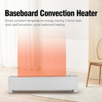 HKM-156499 Electric Baseboard Convection Heater with Adjustable Thermostat and Remote Control - 1100W/1800W Options, Freestanding/Wall-Mounted