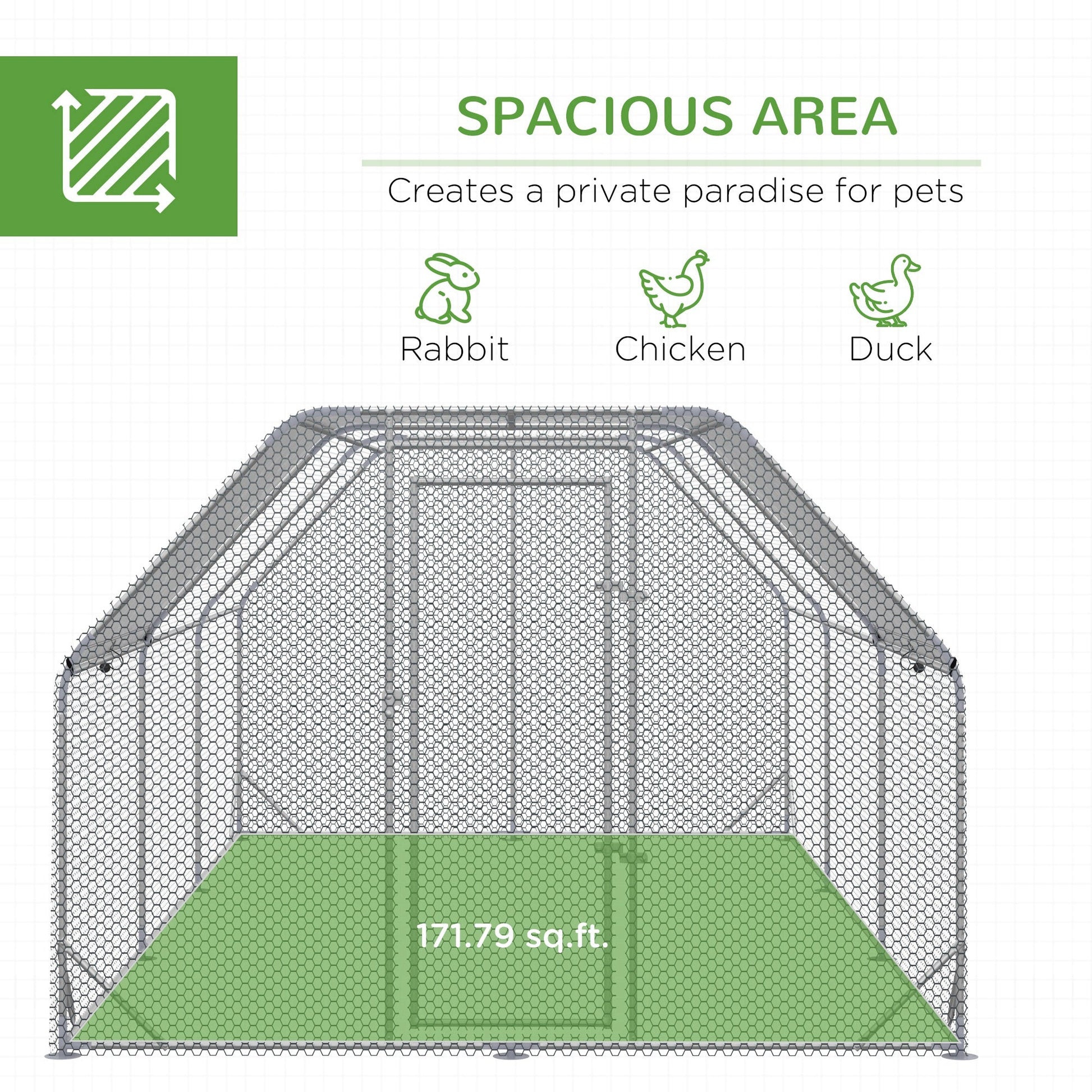 HKM-1566013 Large Metal Chicken Coop with Waterproof and UV-Resistant Cover, 9.2' x 18.7' x 6.4' Walk-In Chicken Run for Outdoor Use