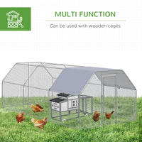 HKM-1566013 Large Metal Chicken Coop with Waterproof and UV-Resistant Cover, 9.2' x 18.7' x 6.4' Walk-In Chicken Run for Outdoor Use
