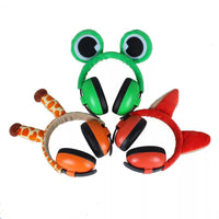 HKM-156627 Children's Soundproof Earmuffs in Cartoon Flannel - Fox, Frog, Giraffe Designs