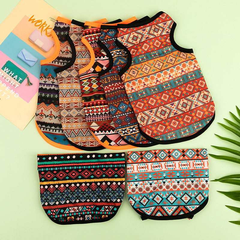 HKM-1566525 Ethnic Style Polyester Vest for Small Dogs - Multiple Color Options Available
