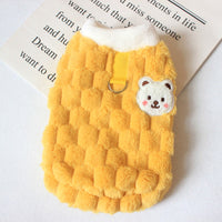 HKM-1566909 Thick Cotton-Padded Vest for Pets in Golden Turtle Velvet ¨C Available in Pink, Yellow, and Blue