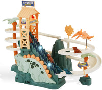HKM-156691 Dinosaur Climbing Slide Toy with Light and Music for Kids, Electric Race Track Set