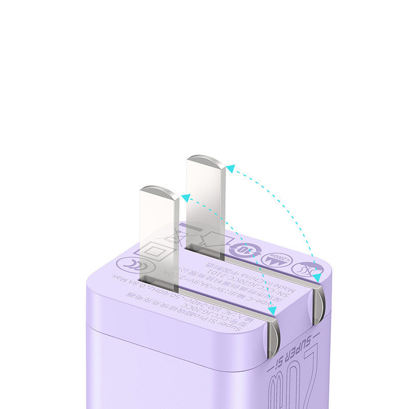 HKM-156755 Foldable Fast Charger for Mobile Phones, Type-C Input, Lithium Battery, Available in Purple, Pink, Far Peak Blue