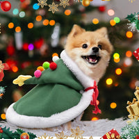 HKM-1567933 Cat Christmas Cape with Velvet Stars and Matching Hat for Pet Holiday Costume