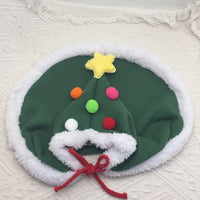 HKM-1567933 Cat Christmas Cape with Velvet Stars and Matching Hat for Pet Holiday Costume