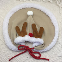 HKM-1567933 Cat Christmas Cape with Velvet Stars and Matching Hat for Pet Holiday Costume