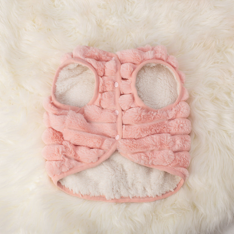 HKM-1568701 Rabbit Hair Dog Vest for Autumn & Winter in Orange, Pink, Green - Sizes S-XXL