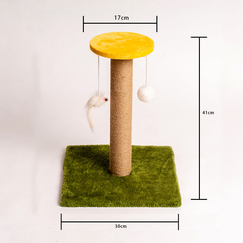 HKM-1571389 Vertical Cat Scratching Post with Claw Grinder - Durable Wood & Linen Climbing Frame, Indoor Use