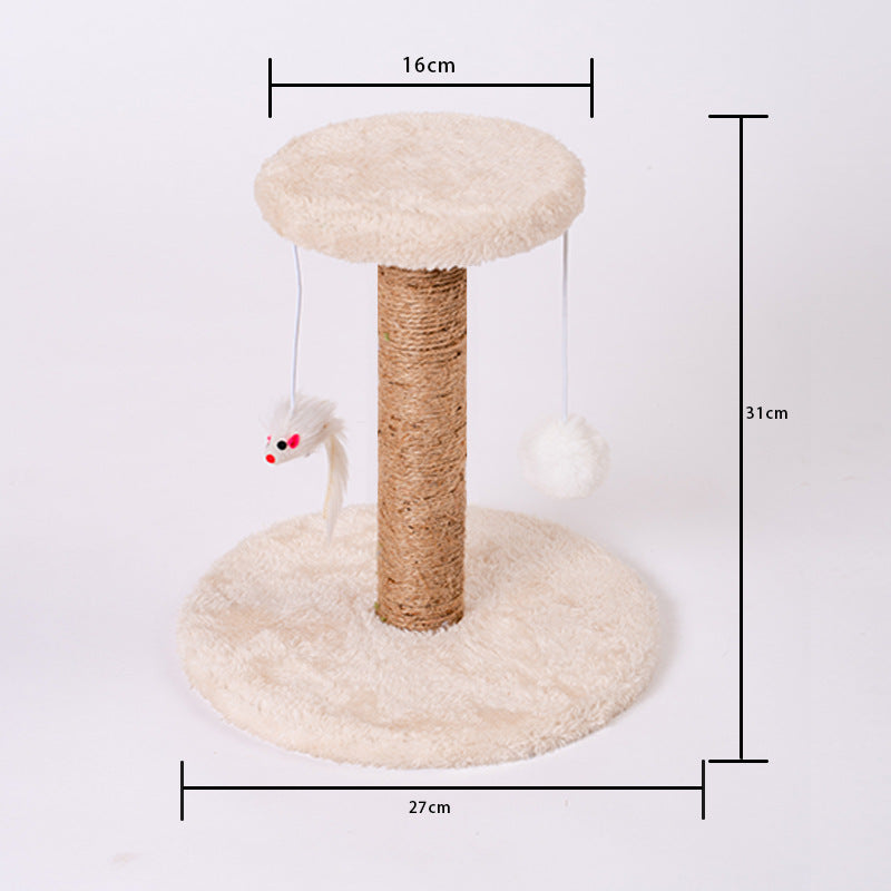 HKM-1571389 Vertical Cat Scratching Post with Claw Grinder - Durable Wood & Linen Climbing Frame, Indoor Use