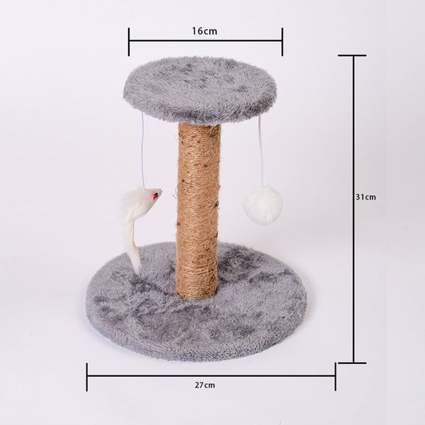 HKM-1571389 Vertical Cat Scratching Post with Claw Grinder - Durable Wood & Linen Climbing Frame, Indoor Use