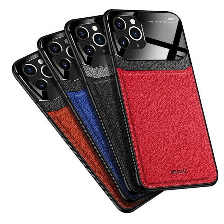 HKM-157139 Sleek Glass Skin Back Cover for Ultimate Protection - PC and Leather Blend