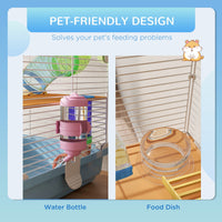HKM-1571773 5-Tier Hamster Cage with Tubes, Exercise Wheel, and Accessories - Portable, Light Blue