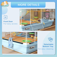 HKM-1571773 5-Tier Hamster Cage with Tubes, Exercise Wheel, and Accessories - Portable, Light Blue