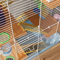 HKM-1571773 5-Tier Hamster Cage with Tubes, Exercise Wheel, and Accessories - Portable, Light Blue