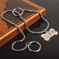 HKM-1571901 Silver Metal Dog Collar - Durable and Stylish Design for Your Pet