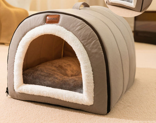HKM-1572157 Portable Quilted Pet Nest for Small and Medium Dogs and Cats, Available in Gray and Green