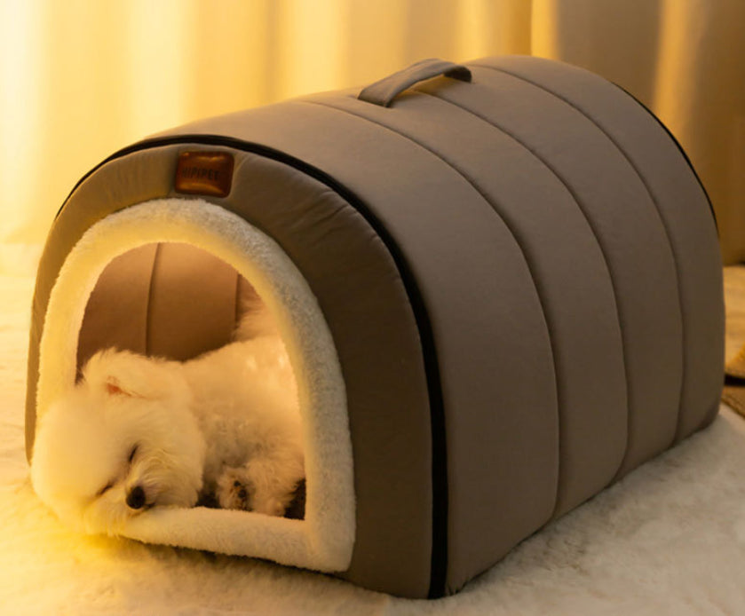 HKM-1572157 Portable Quilted Pet Nest for Small and Medium Dogs and Cats, Available in Gray and Green