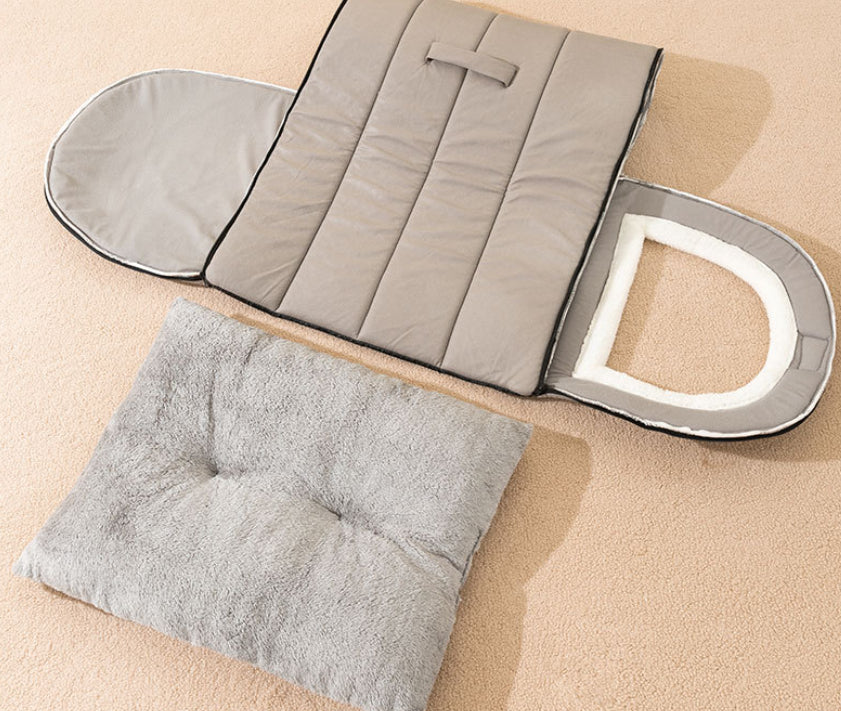 HKM-1572157 Portable Quilted Pet Nest for Small and Medium Dogs and Cats, Available in Gray and Green