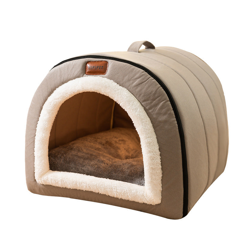 HKM-1572157 Portable Quilted Pet Nest for Small and Medium Dogs and Cats, Available in Gray and Green