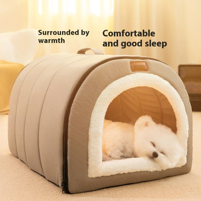 HKM-1572157 Portable Quilted Pet Nest for Small and Medium Dogs and Cats, Available in Gray and Green