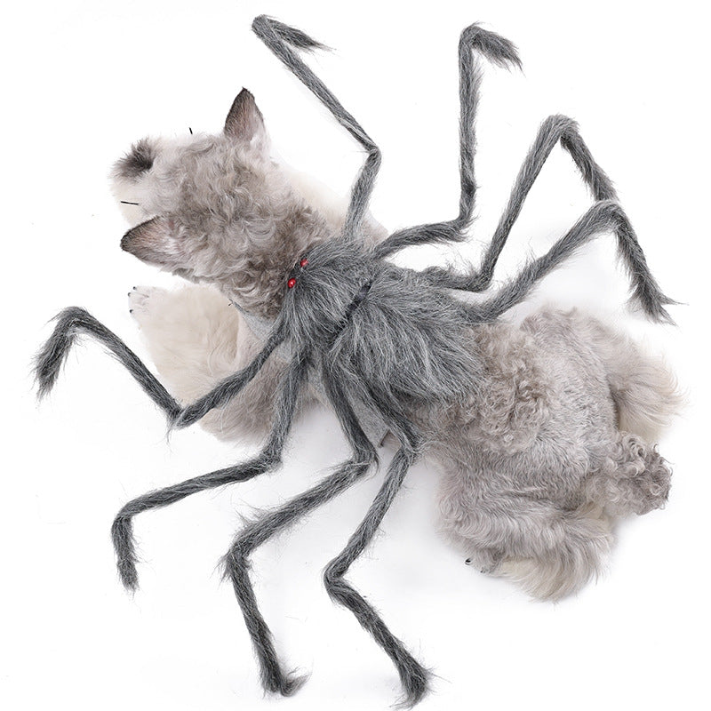 HKM-1572285 Spider-Inspired Pet Costume for Halloween - Gray, Brown, Black, and Purple - Multiple Sizes Available