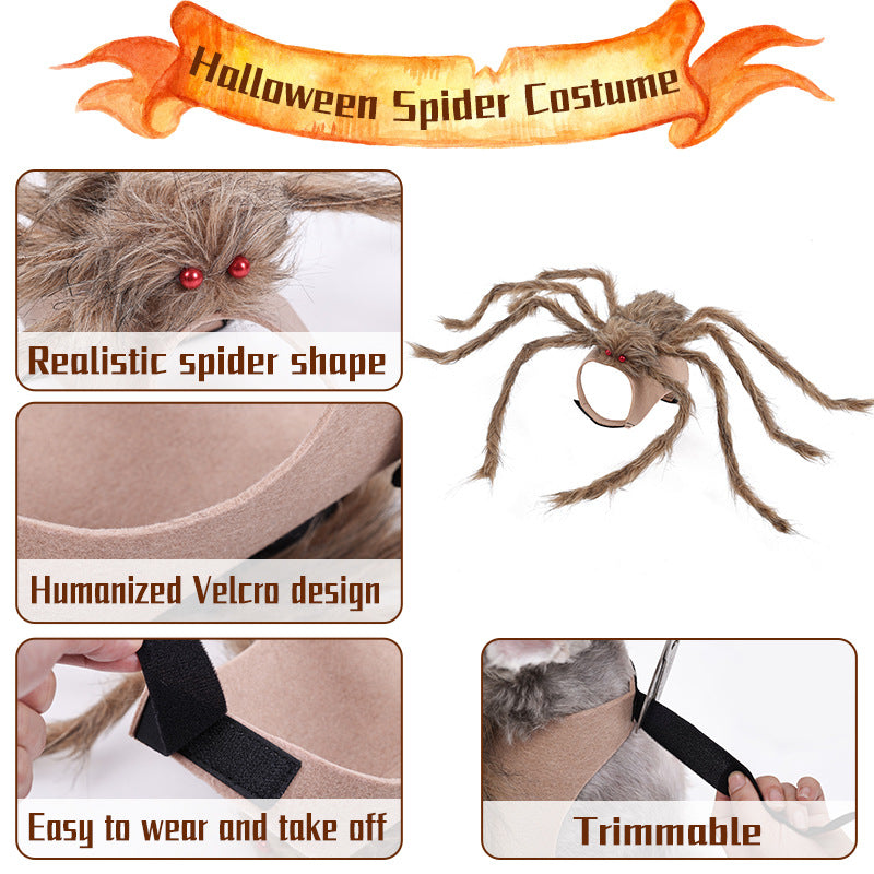 HKM-1572285 Spider-Inspired Pet Costume for Halloween - Gray, Brown, Black, and Purple - Multiple Sizes Available