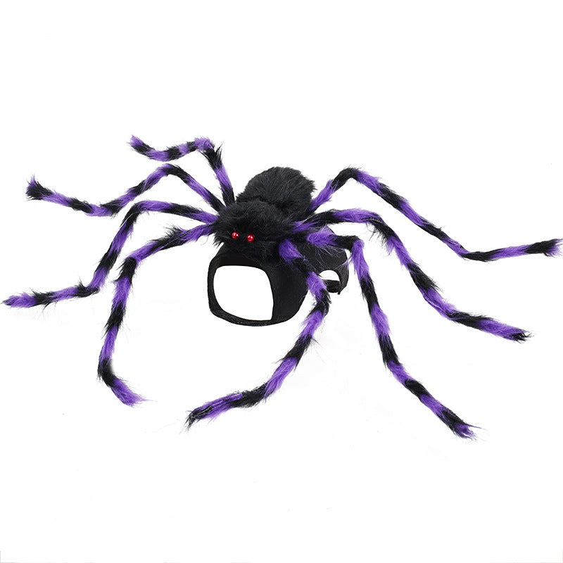 HKM-1572285 Spider-Inspired Pet Costume for Halloween - Gray, Brown, Black, and Purple - Multiple Sizes Available