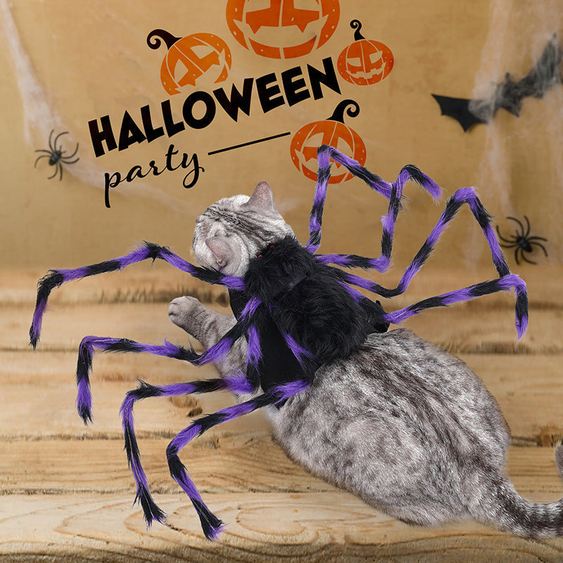 HKM-1572285 Spider-Inspired Pet Costume for Halloween - Gray, Brown, Black, and Purple - Multiple Sizes Available