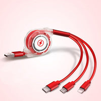 HKM-157267 3-in-1 Telescopic Data Cable with 1m Length and Titanium Alloy Connectors