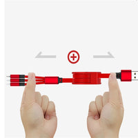 HKM-157267 3-in-1 Telescopic Data Cable with 1m Length and Titanium Alloy Connectors