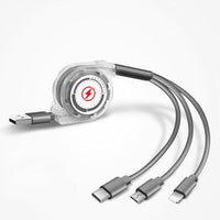 HKM-157267 3-in-1 Telescopic Data Cable with 1m Length and Titanium Alloy Connectors