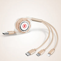 HKM-157267 3-in-1 Telescopic Data Cable with 1m Length and Titanium Alloy Connectors