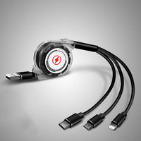 HKM-157267 3-in-1 Telescopic Data Cable with 1m Length and Titanium Alloy Connectors