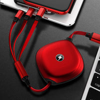 HKM-157267 3-in-1 Telescopic Data Cable with 1m Length and Titanium Alloy Connectors