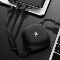 HKM-157267 3-in-1 Telescopic Data Cable with 1m Length and Titanium Alloy Connectors