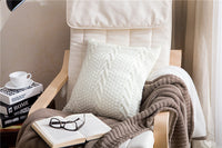 HKM-157267 Coarse Wool Knitted Cushion Cover - Modern Simple Design, 45x45cm, Acrylic Material
