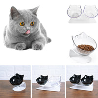 HKM-157395 Transparent Cat Head Double Feeding Bowl with Neck Protection Design