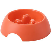 HKM-1574077 Pet Dog Slow Food Bowl Feeder - 14.2cm Diameter, Colors: Yellow, Orange, Blue, Green, Plastic