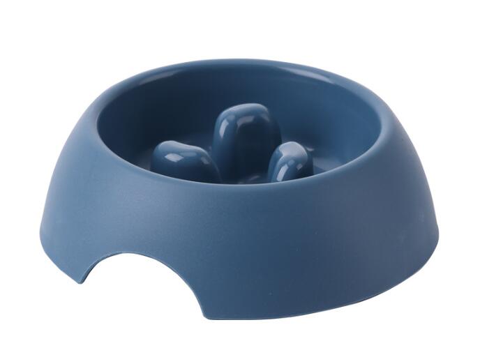 HKM-1574077 Pet Dog Slow Food Bowl Feeder - 14.2cm Diameter, Colors: Yellow, Orange, Blue, Green, Plastic
