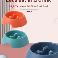 HKM-1574077 Pet Dog Slow Food Bowl Feeder - 14.2cm Diameter, Colors: Yellow, Orange, Blue, Green, Plastic
