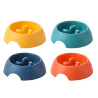 HKM-1574077 Pet Dog Slow Food Bowl Feeder - 14.2cm Diameter, Colors: Yellow, Orange, Blue, Green, Plastic