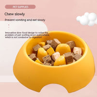HKM-1574077 Pet Dog Slow Food Bowl Feeder - 14.2cm Diameter, Colors: Yellow, Orange, Blue, Green, Plastic