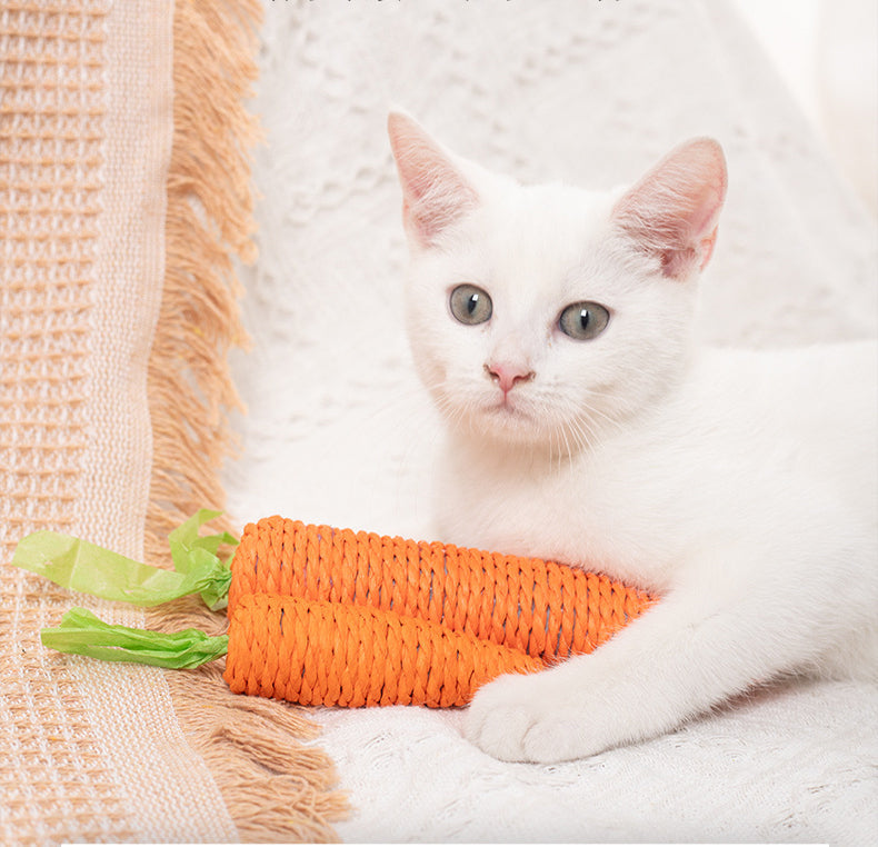 HKM-1575357 Interactive Cat Toys Set with Carrot Bites, Grinding Stick, and Ringing Stones