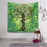 HKM-157587 Green Blue Indian Mandala Tapestry Flower Wall Art for Home Décor