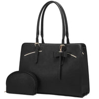 HKM-157587 Ladies Laptop Work Shoulder Tote - PU Leather Briefcase for Computer and Daily Use