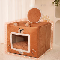 HKM-1577917 Self-Warming Indoor Cat Bed Tent with Removable Washable Cover - Cozy Pet Shelter for Dogs and Cats