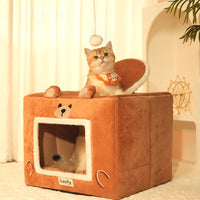 HKM-1577917 Self-Warming Indoor Cat Bed Tent with Removable Washable Cover - Cozy Pet Shelter for Dogs and Cats