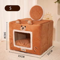 HKM-1577917 Self-Warming Indoor Cat Bed Tent with Removable Washable Cover - Cozy Pet Shelter for Dogs and Cats